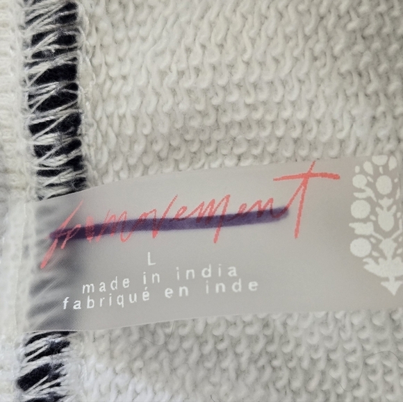 Free People Crystal Sport Joggers Embroidered Ribbed Waist Ivory Red Gold Large - Picture 12 of 16